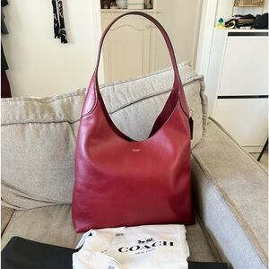 $495 COACH Brooklyn 39 Shoulder Bag Dark Ruby Red